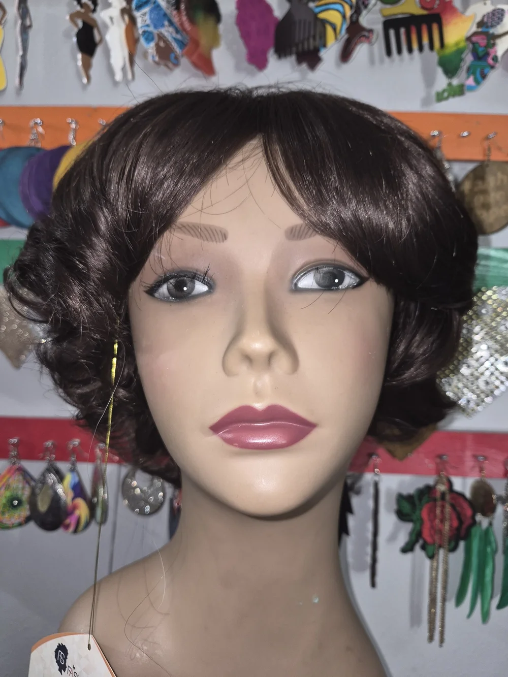 Classic Short Brown Wig with Soft Waves - Women Hair